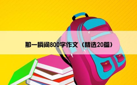 那一瞬间800字作文（精选20篇）