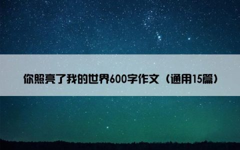 你照亮了我的世界600字作文（通用15篇）