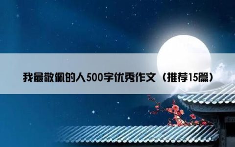 我最敬佩的人500字优秀作文（推荐15篇）