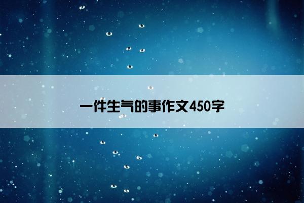 一件生气的事作文450字