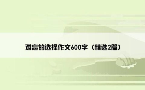 难忘的选择作文600字（精选2篇）