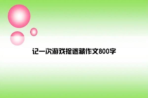 记一次游戏捉迷藏作文800字