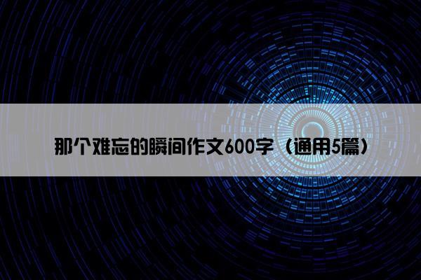 那个难忘的瞬间作文600字（通用5篇）