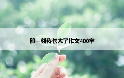 那一刻我长大了作文400字