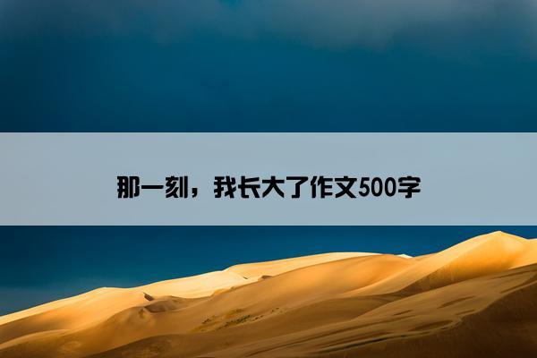 那一刻，我长大了作文500字