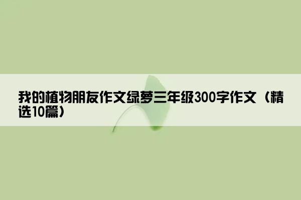 我的植物朋友作文绿萝三年级300字作文（精选10篇）