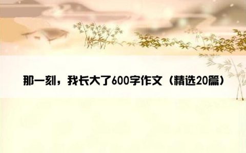 那一刻，我长大了600字作文（精选20篇）