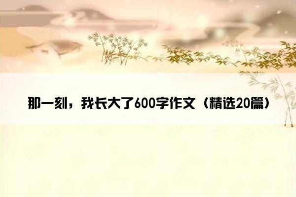 那一刻，我长大了600字作文（精选20篇）