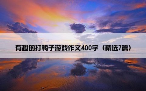有趣的打鸭子游戏作文400字（精选7篇）