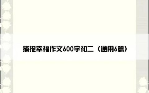 捕捉幸福作文600字初二（通用6篇）