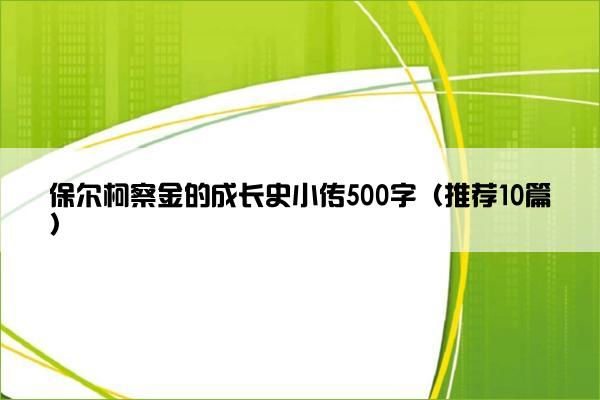 保尔柯察金的成长史小传500字（推荐10篇）