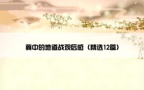 冀中的地道战观后感（精选12篇）