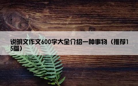 说明文作文600字大全介绍一种事物（推荐15篇）