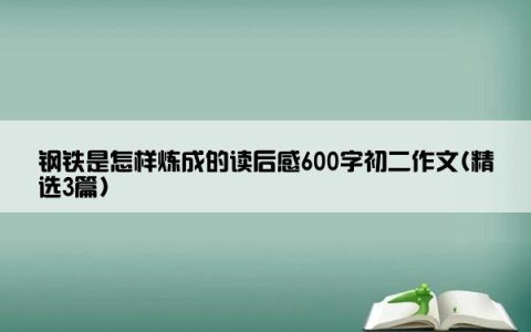 钢铁是怎样炼成的读后感600字初二作文(精选3篇)