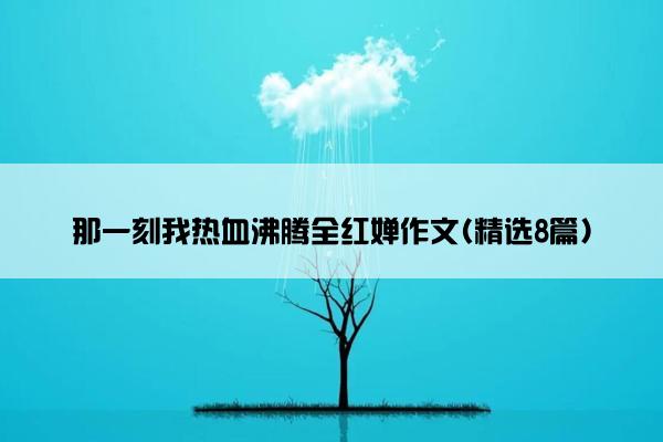 那一刻我热血沸腾全红婵作文(精选8篇)