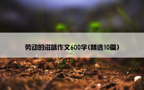劳动的滋味作文600字(精选10篇)