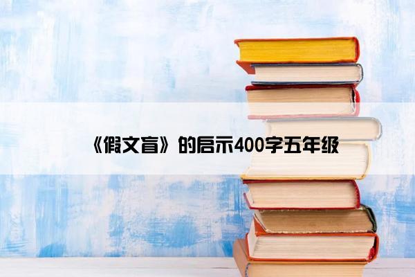 《假文盲》的启示400字五年级