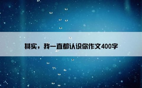 其实，我一直都认识你作文400字