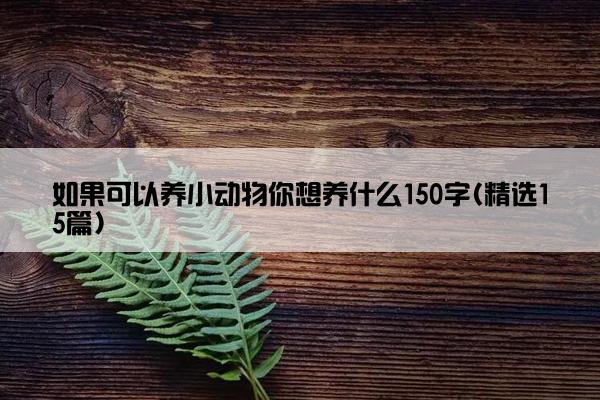 如果可以养小动物你想养什么150字(精选15篇)