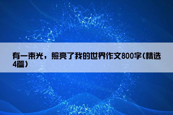 有一束光，照亮了我的世界作文800字(精选4篇)