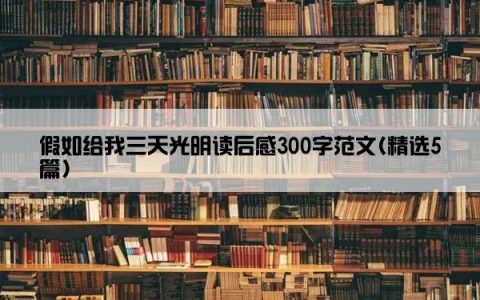 假如给我三天光明读后感300字范文(精选5篇)