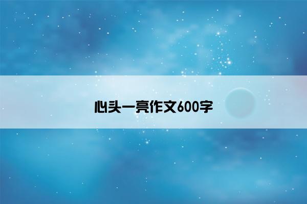 心头一亮作文600字